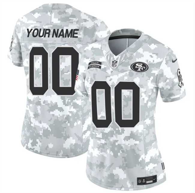 Women%27s San Francisco 49ers Active Player Custom 2024 F.U.S.E Arctic Camo Salute To Service Limited Stitched Jersey(Run Small)->customized nfl jersey->Custom Jersey